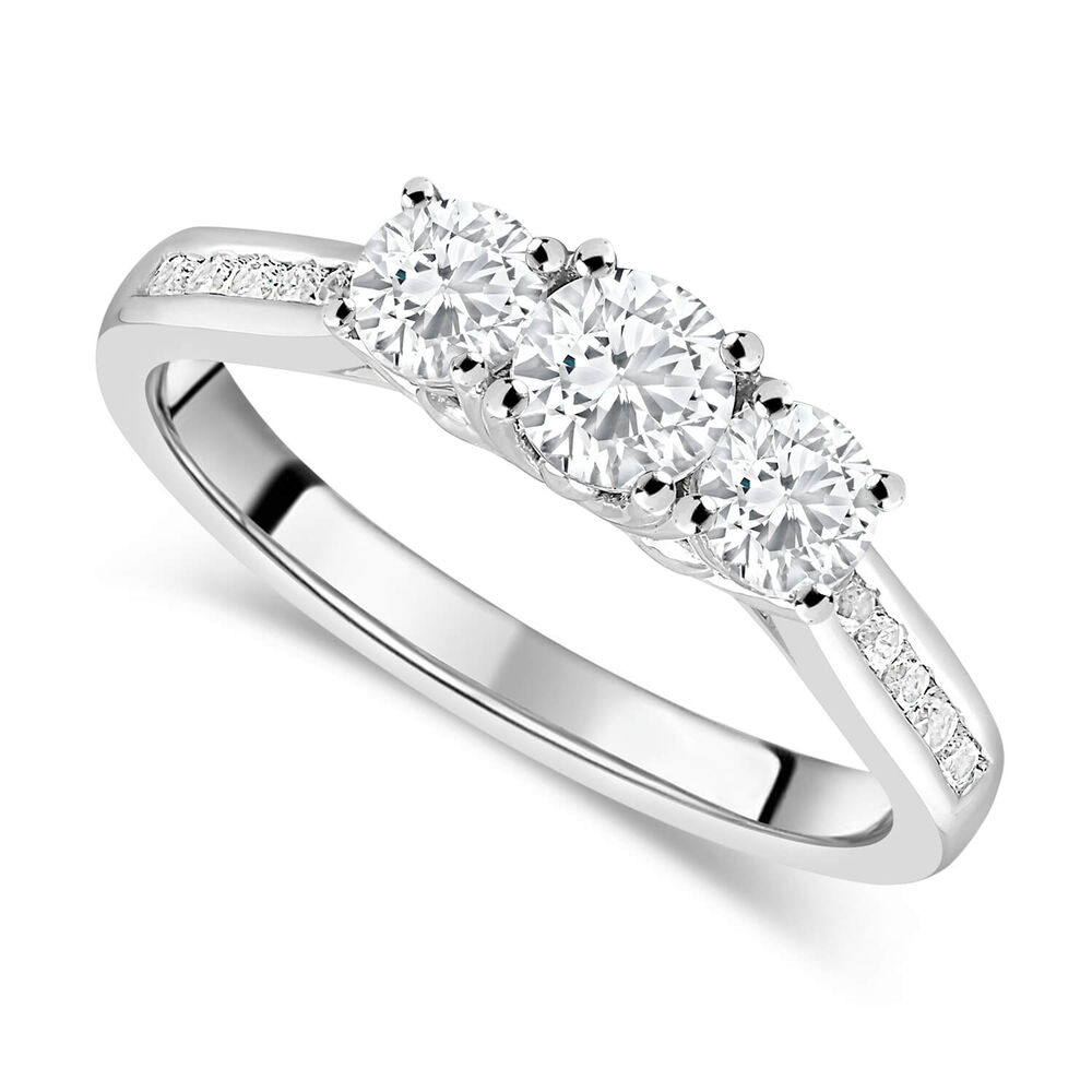 18ct White Gold 0.75ct Trilogy Diamond Tulip Setting Ring