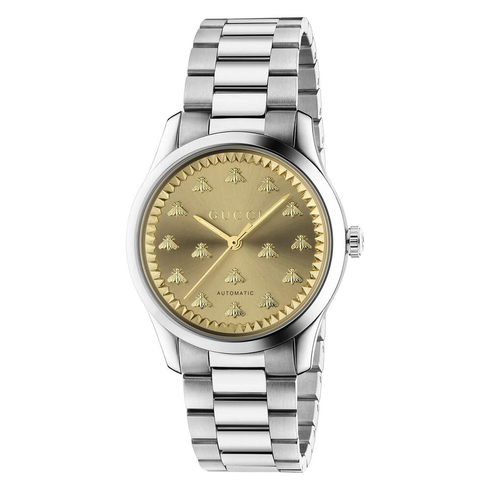 Gucci G-Timeless 38mm Golden Dial Steel Case Bracelet Watch