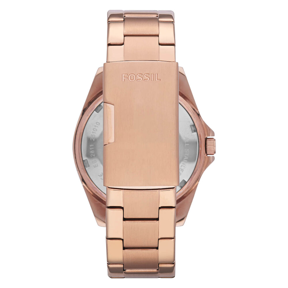 Fossil Riley Rose Chronograph Dial Cubic Zirconia Bezel Rose Gold Plated Bracelet Watch image number 2