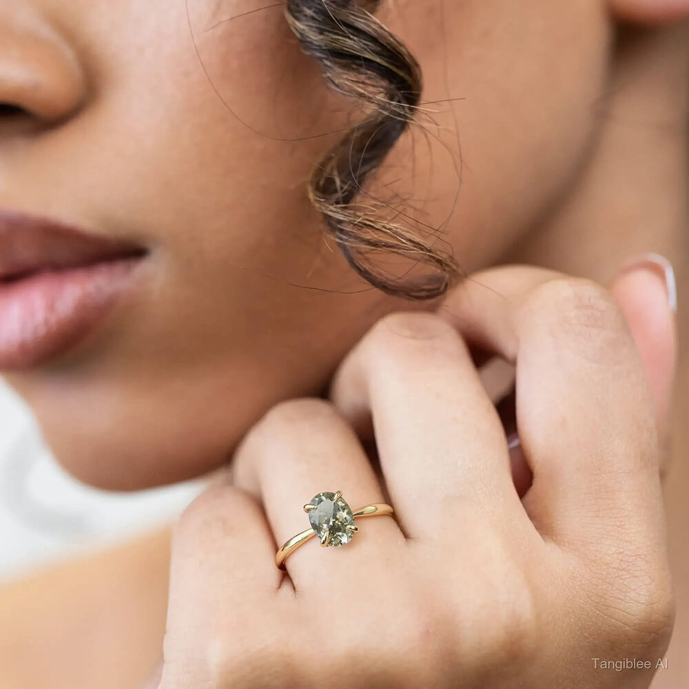 9ct Yellow Gold Oval Green Amethyst Ring