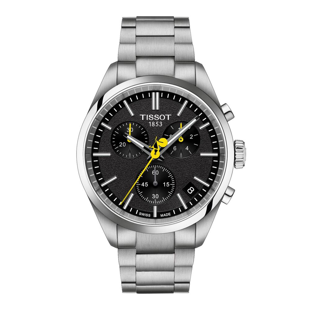 Tissot PR 100 Tour De France Chronograph 40mm Black Dial Steel Bracelet Watch image number 0