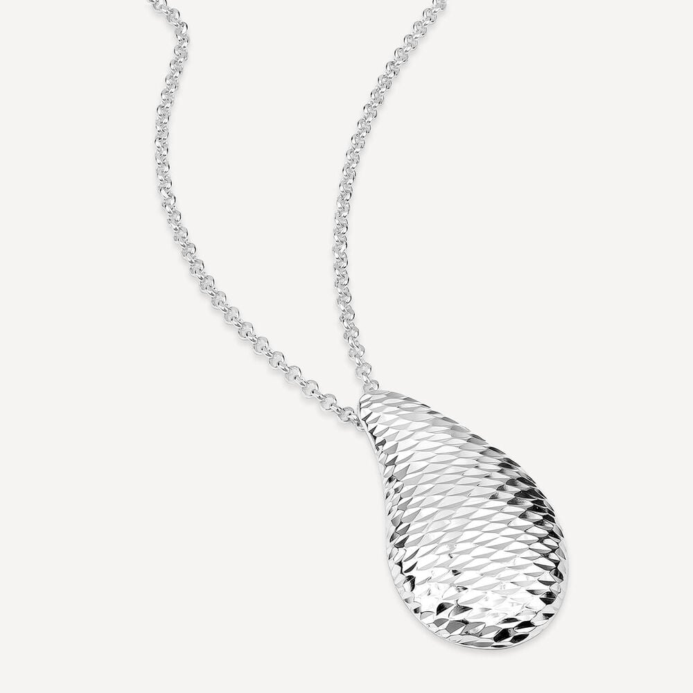 Sterling Silver Diamond Cut Tear Shaped Pendant image number 2
