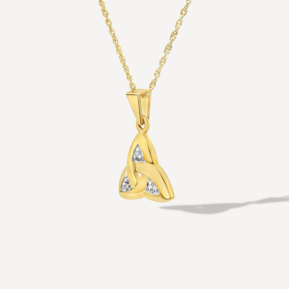 10ct Yellow Gold Cubic Zirconia Trinity Knot Pendant image number 1