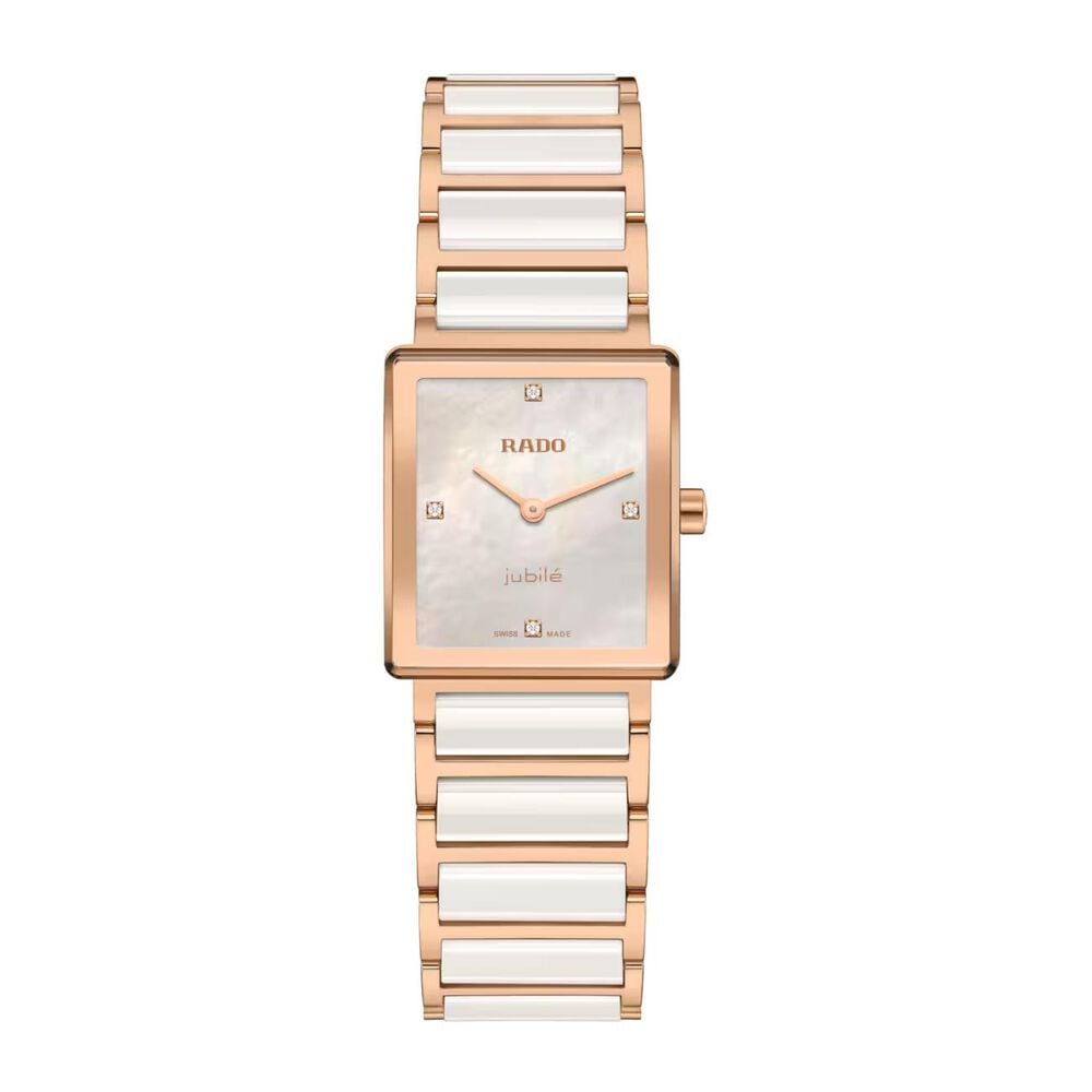 Rado Integral 23mm White Mother of Pearl Dial Two Tone Steel & Ceramic Bracelet Watch
