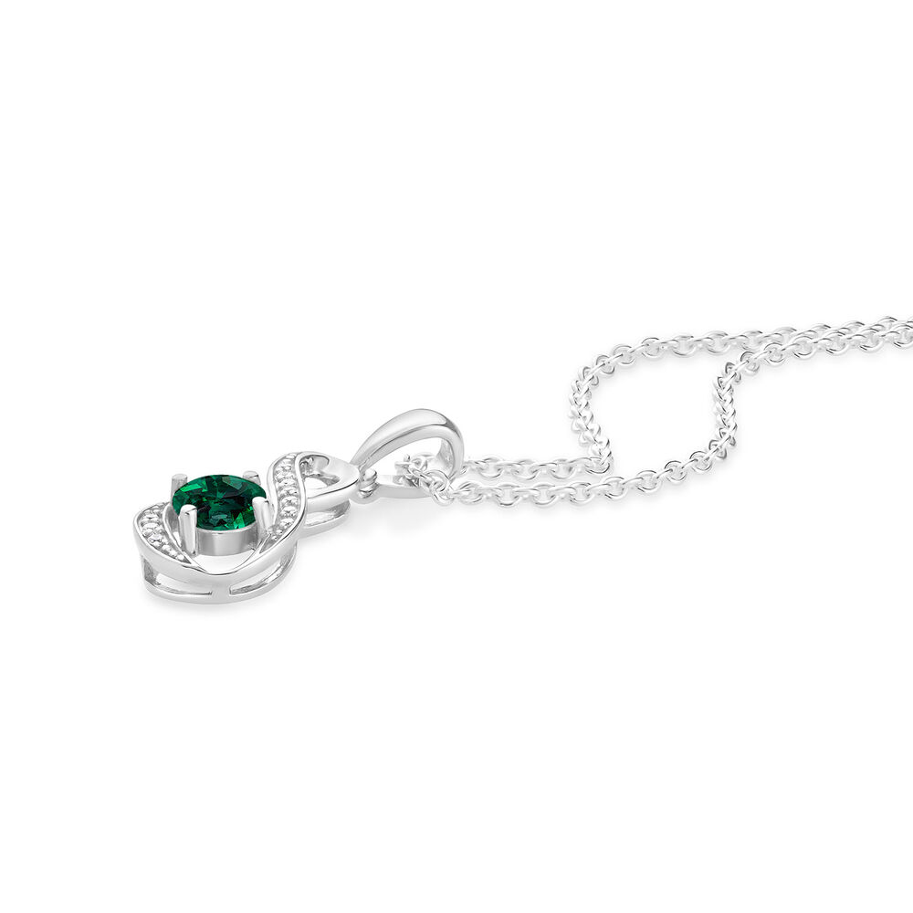 Sterling Silver and Cubic Zirconia May Birthstone Pendant (Chain Included) image number 1