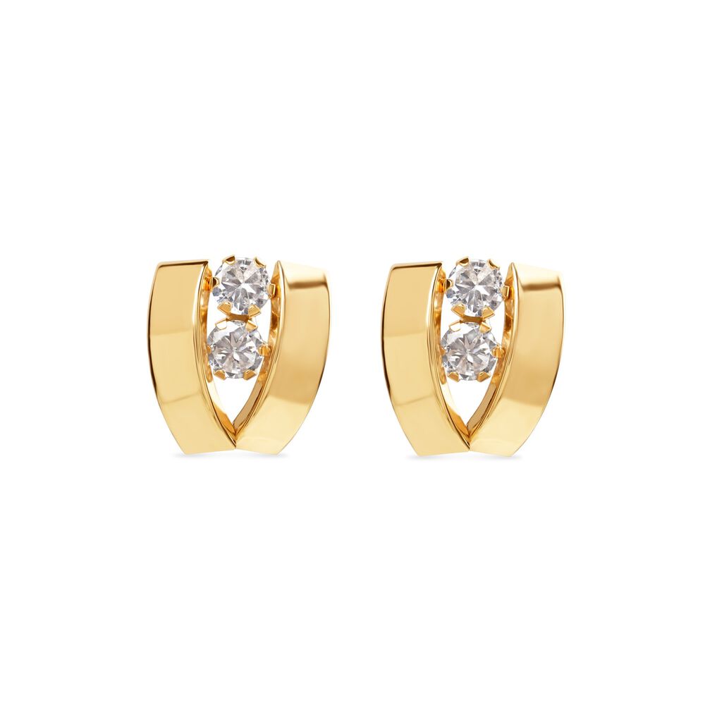 9ct Yellow Gold Two Stone V-Shaped Stud Earrings