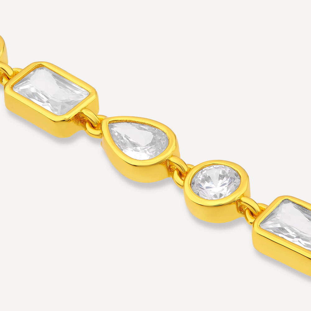 Sterling Silver Yellow Gold Plated Cubic Zirconia Bracelet