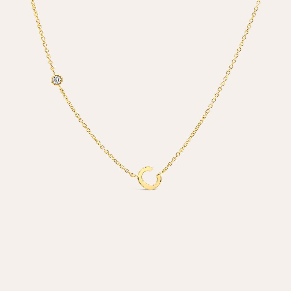 Sterling Silver Yellow Gold Plated 0.06ct Lab Grown Diamond Initial C Necklet