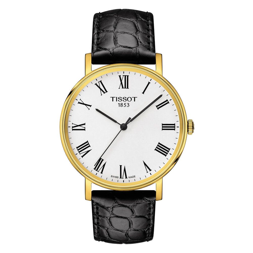 Pre-Owned Tissot Everytime 38mm White Dial Black Leather Strap Watch