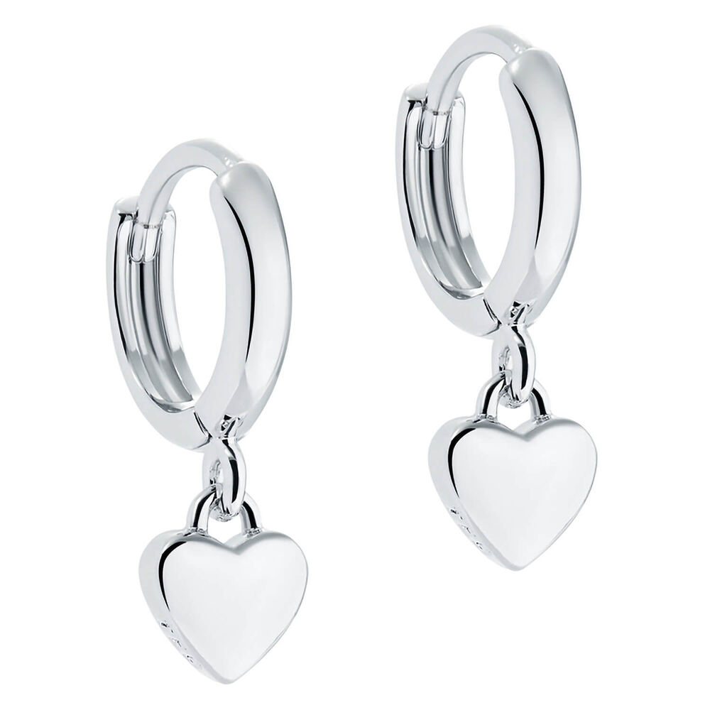 Ted Baker Silver Plated Tiny Heart Huggie Ear Charm Earrings image number 0