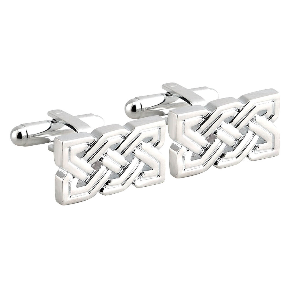 Rhodium Celtic Knot Cufflink image number 0