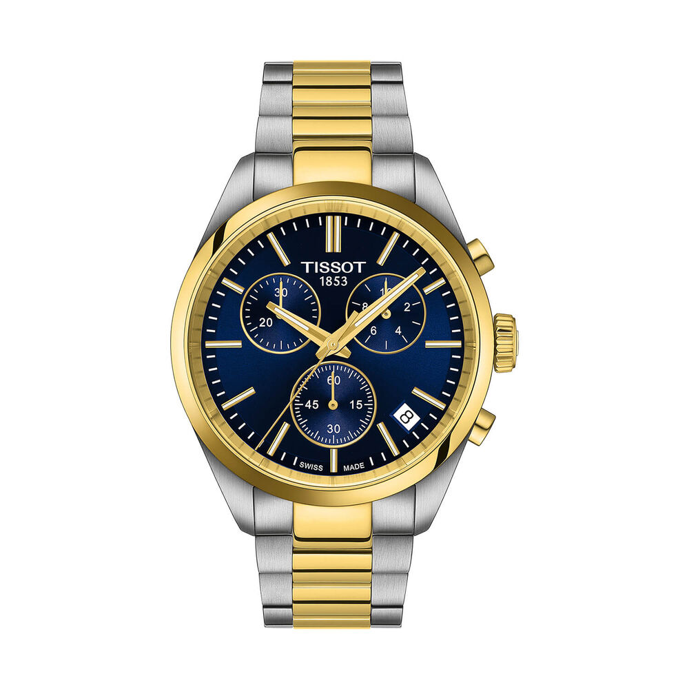 Tissot PR 100 40mm Blue Dial Two Tone PVD Steel Bracelet Watch