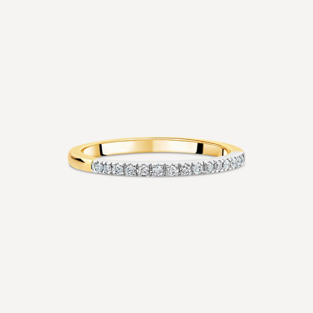 9ct Yellow Gold 0.07ct Diamond Claw Set Eternity Ring image number 2