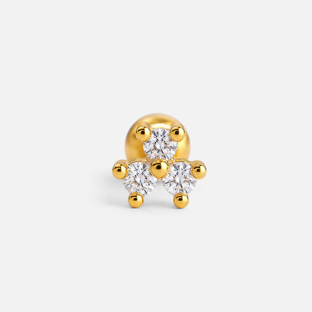 Yellow Gold Plated Vermeil Sterling Silver Cubic Zirconia Cluster Single Stud Earring