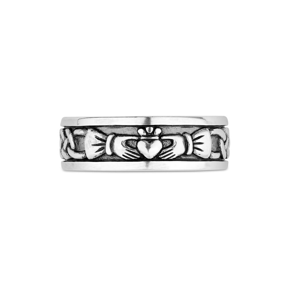 Sterling Silver Gents Oxidized Claddagh Band