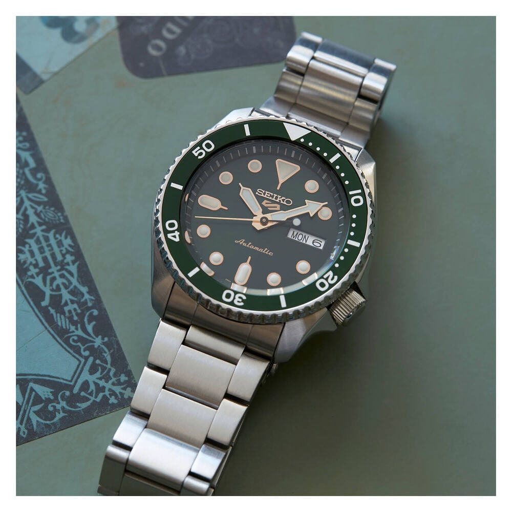 Seiko 5 Sports 42.5mm Green Dial Bezel Bracelet Watch