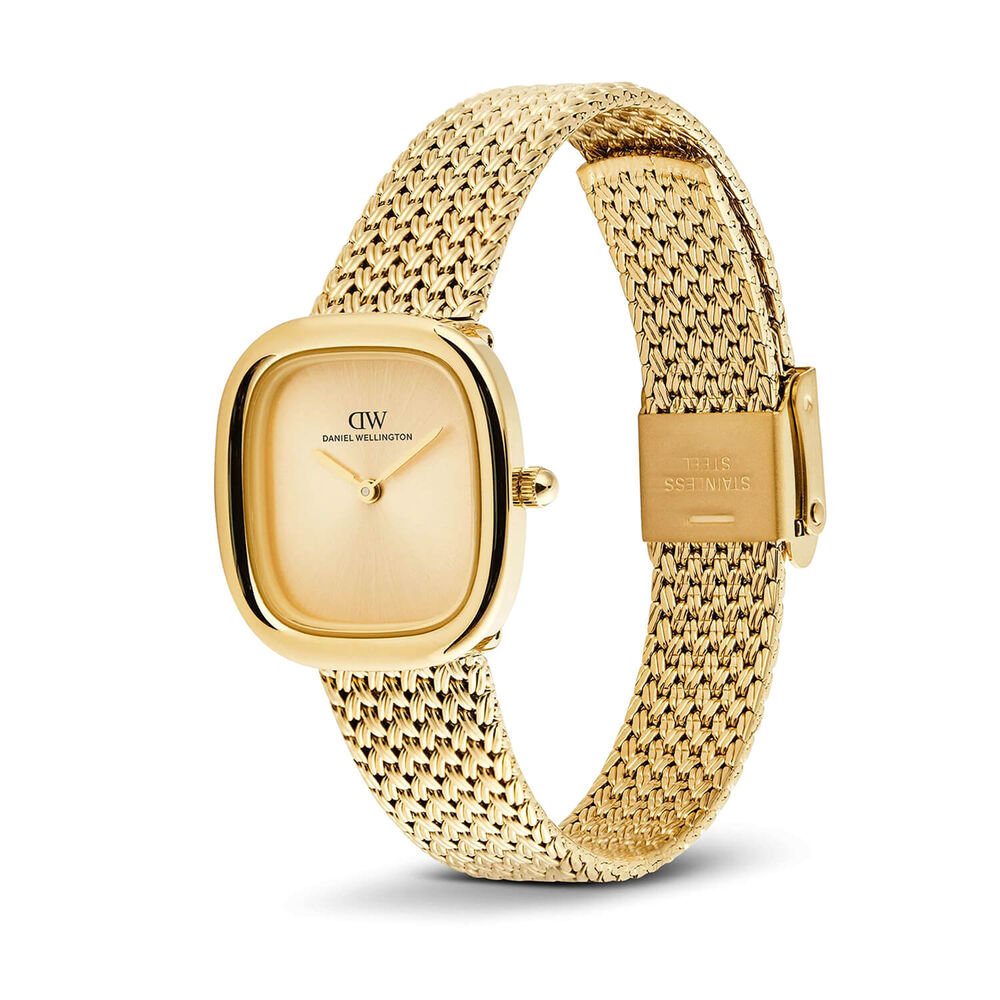 Daniel Wellington Margot 24x26mm Gold Tone Sunray Dial Steel Braided Mesh Bracelet Watch