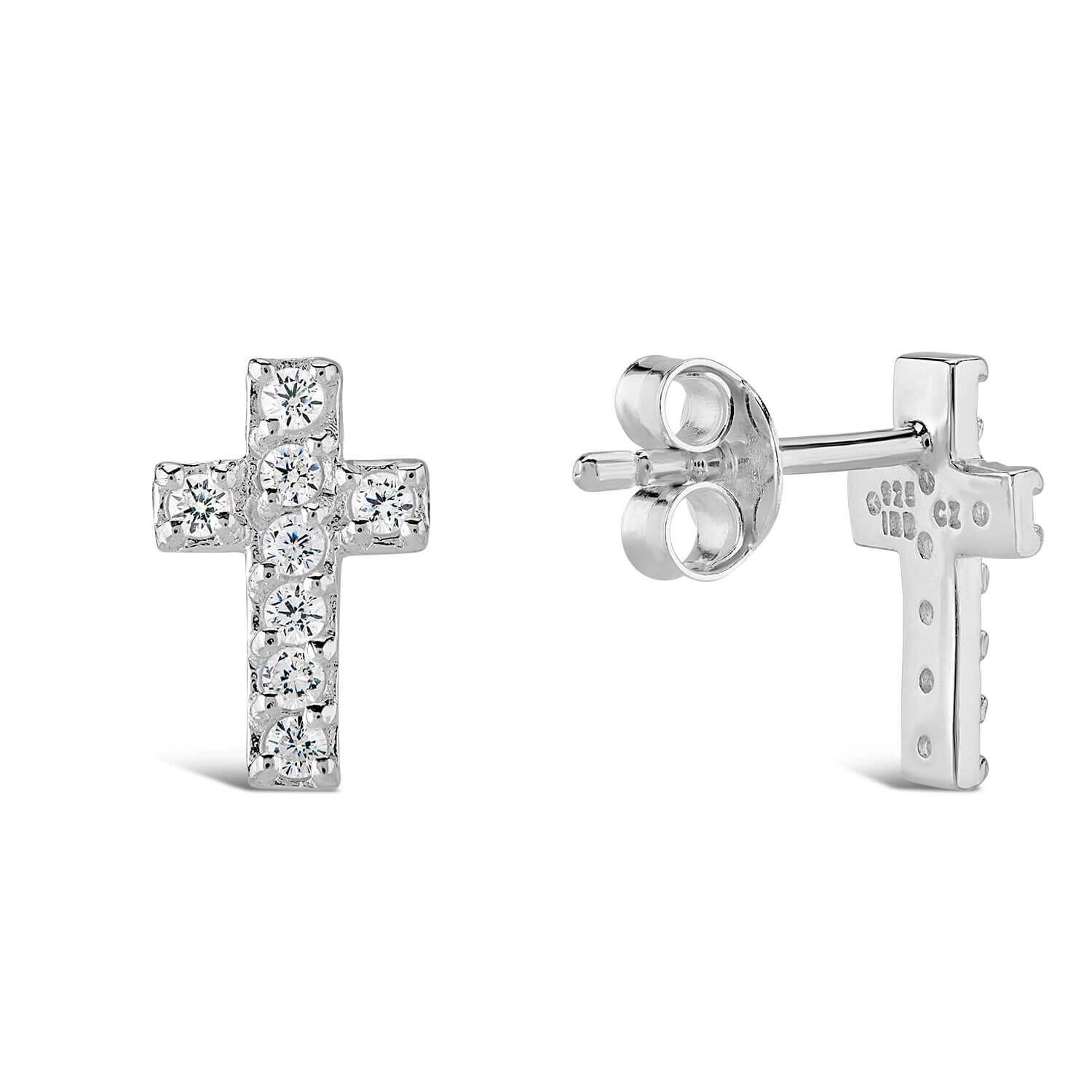 Diamond cross stud earrings sale