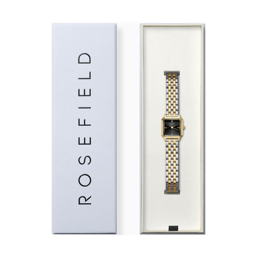 Rosefield Boxelle Black Duotone 19.5x19.5mm Black Dial Two Tone Bracelet Watch image number 3
