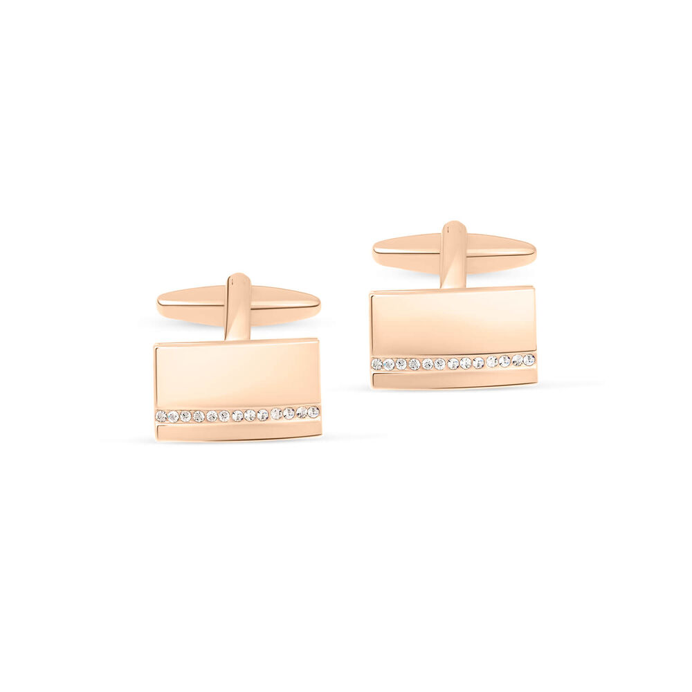Rose Gold-plated Cubic Zirconia Cufflinks image number 0