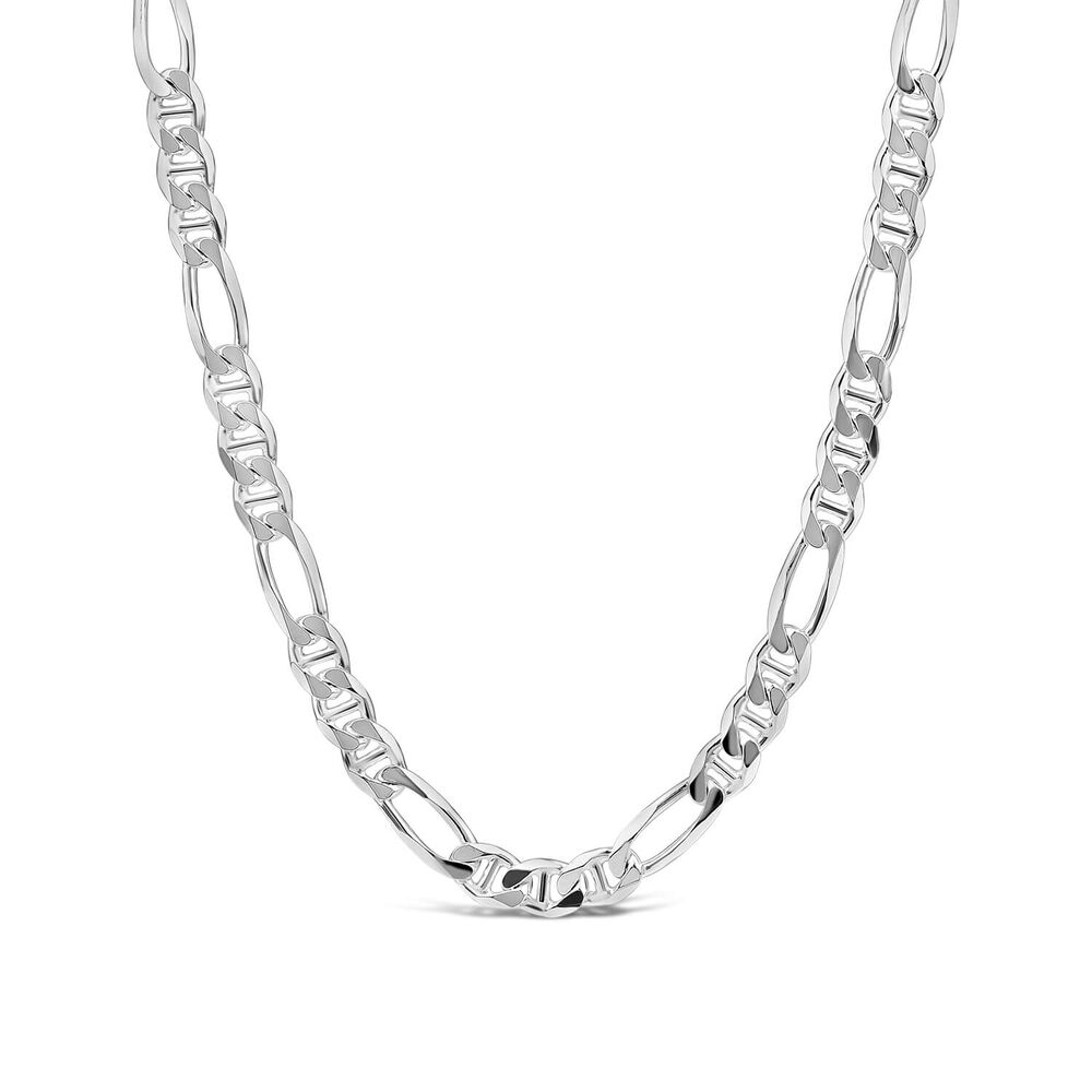 Sterling Silver Figaro 22' Mens Chain Necklace image number 0