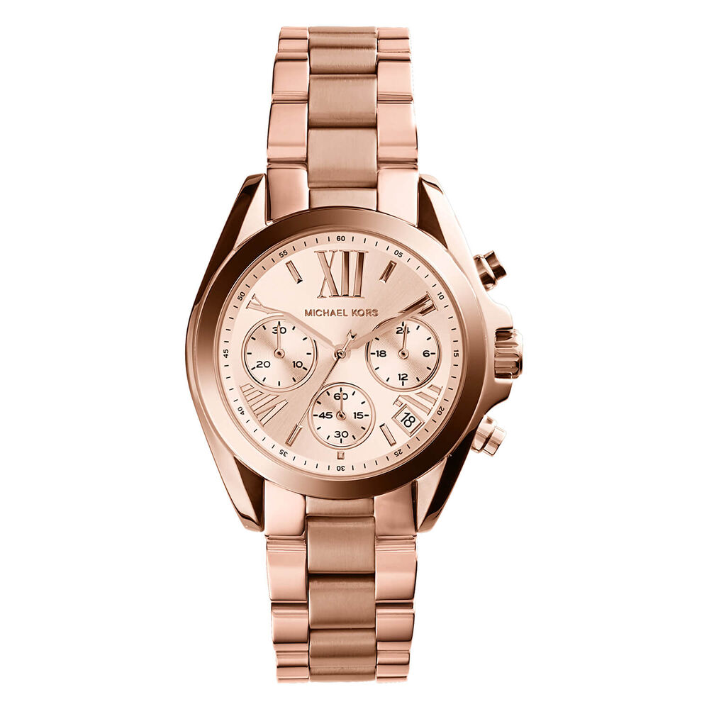 Michael Kors Mini Bradshaw Rose Gold Chronograph Dial Rose Gold Case Bracelet Watch image number 0