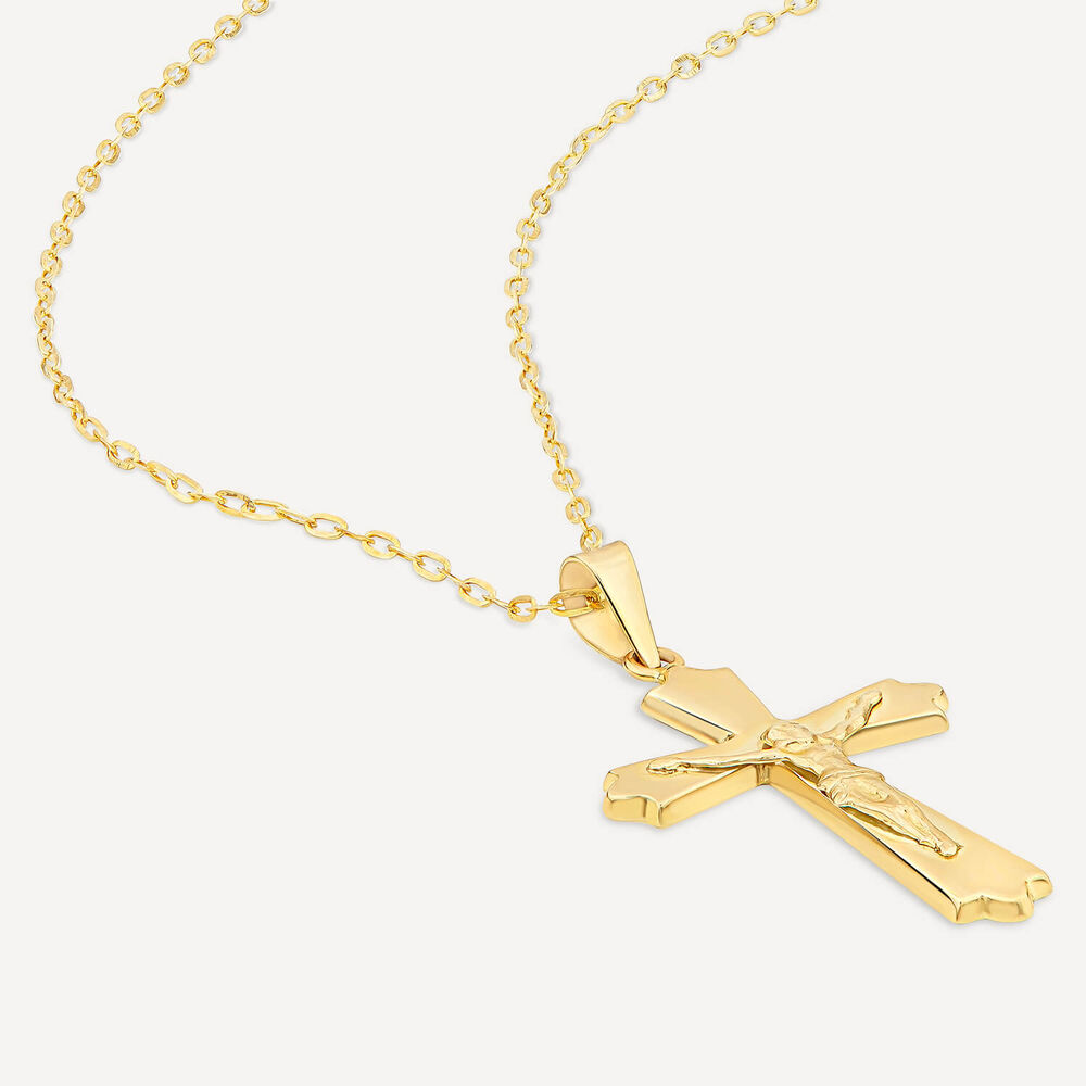 9ct Yellow Gold Cross Pendant (Chain Included) image number 3