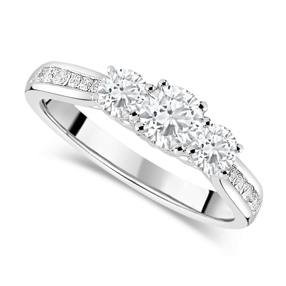 18ct White Gold 1.00ct Diamond Trilogy Tulip Setting Ring image number 0