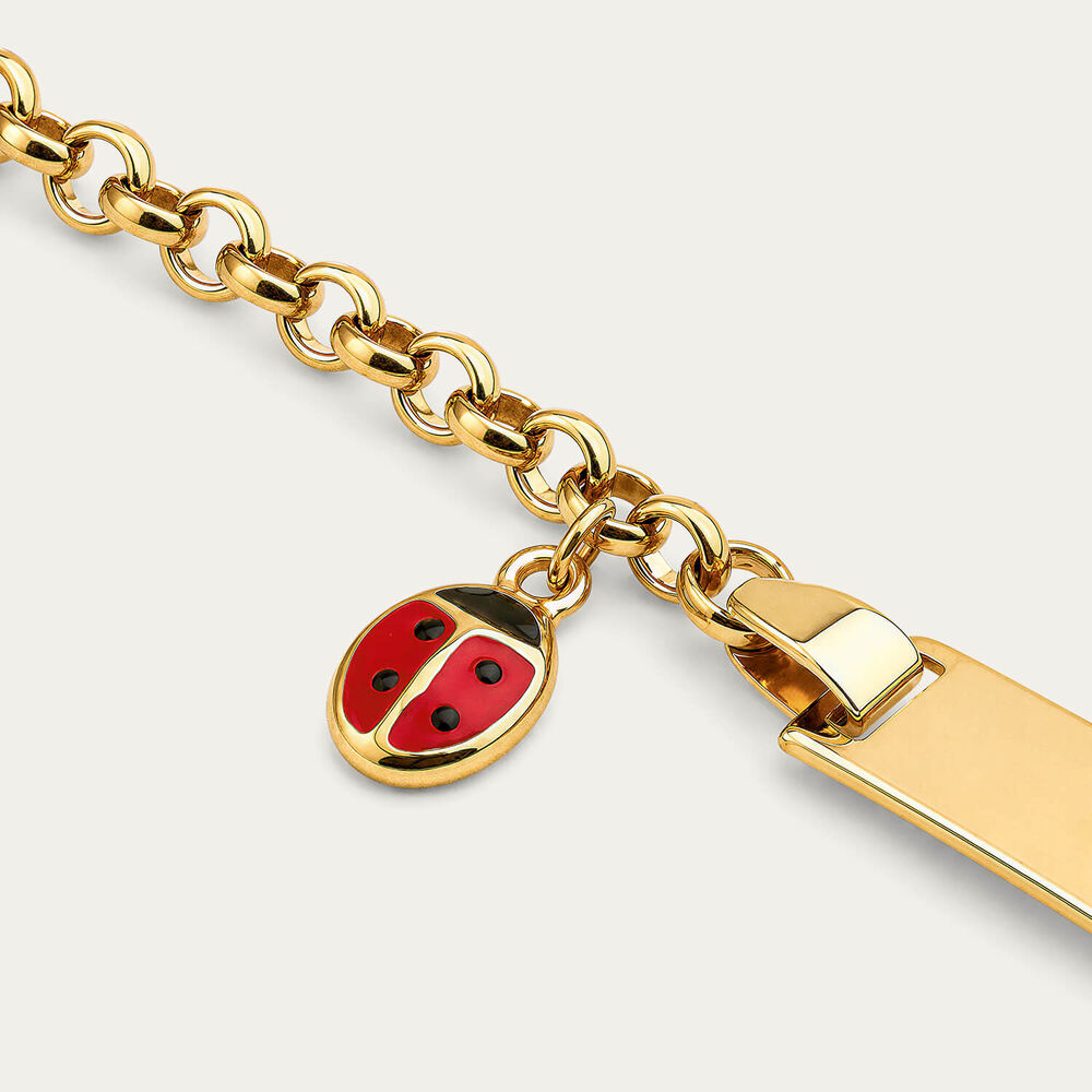 Yellow Gold Plated Sterling Silver Ladybird Charm Kids Bracelet