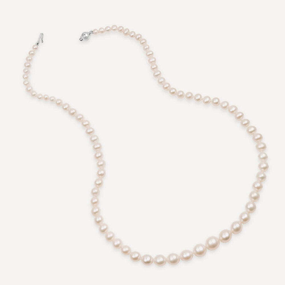 9ct White Gold 18' Graduated Freshwater Pearl Necklet image number 2