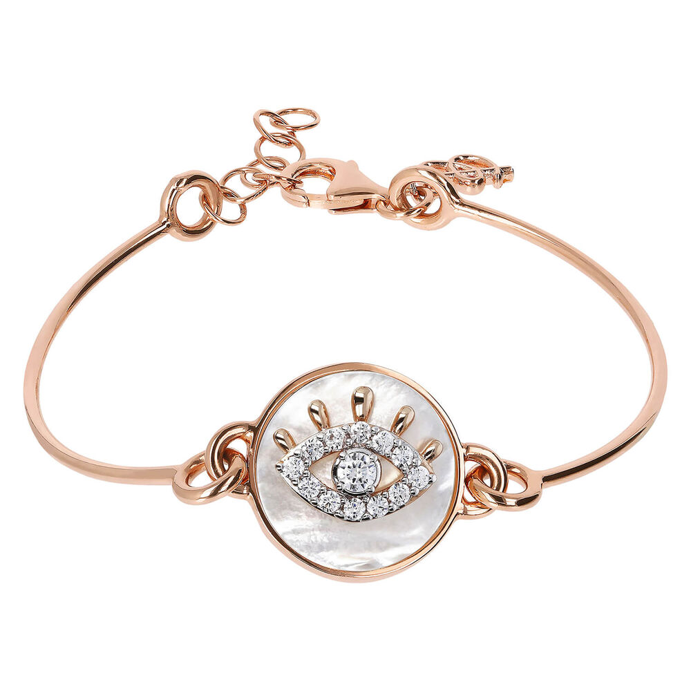 Bronzallure Altissima Collection Cubic Zirconia All-Seeing Eye Mother Of Pearl Ladies Bracelet