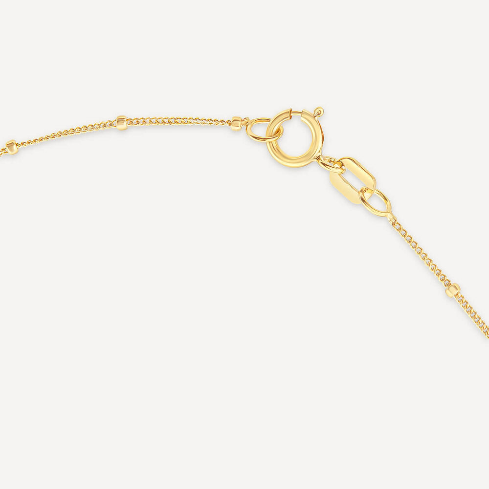 9ct Yellow Gold Mother of Pearl & Cubic Zirconia Surrounding Bead Chain Necklet image number 3