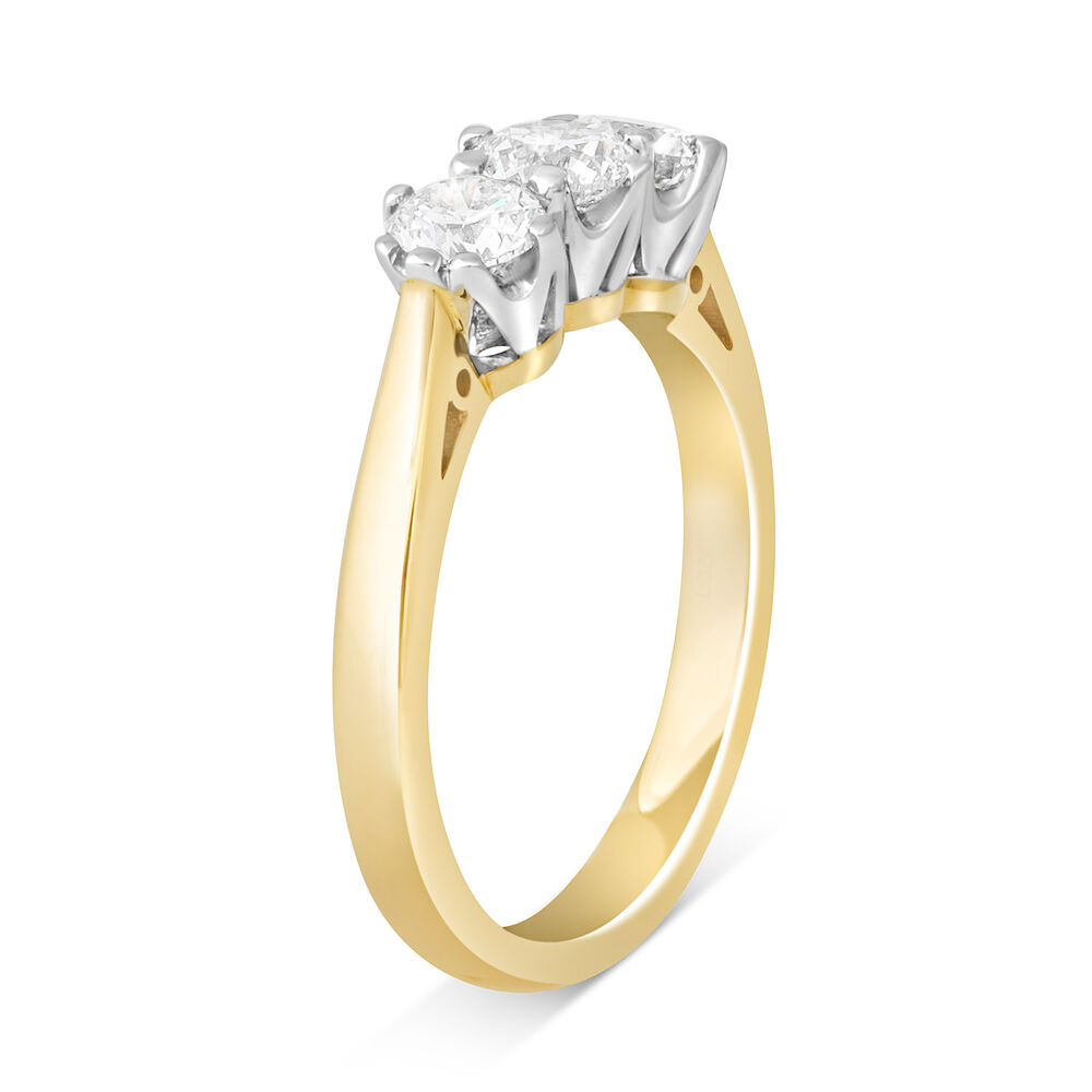 Ladies 18ct Gold 3 Stone Diamond Engagement Ring image number 3