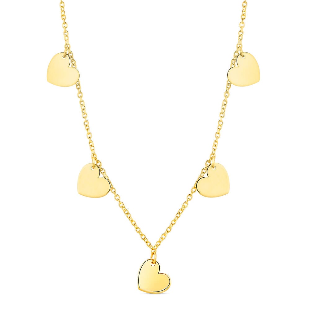 9ct Yellow Gold Heart Droplet Necklet image number 0