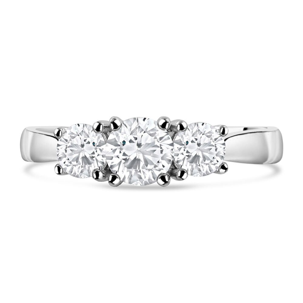 18ct White Gold 1.00ct Trilogy Diamond Tulip Setting Ring