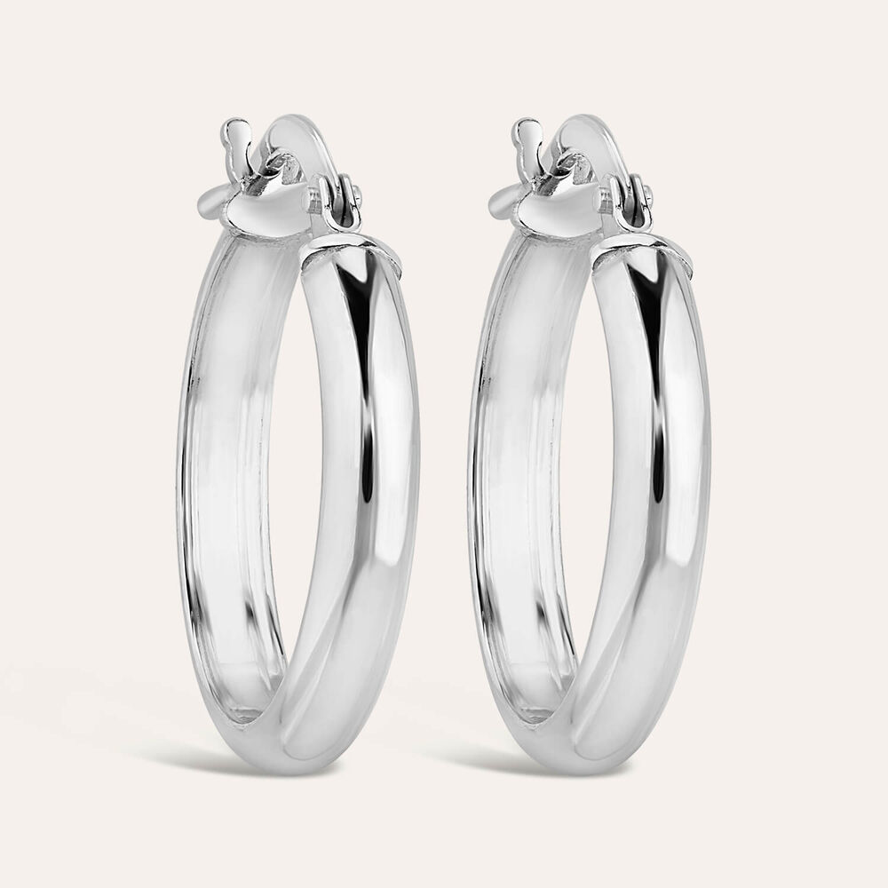 Sterling Silver 15mm Plain Hoop Earrings