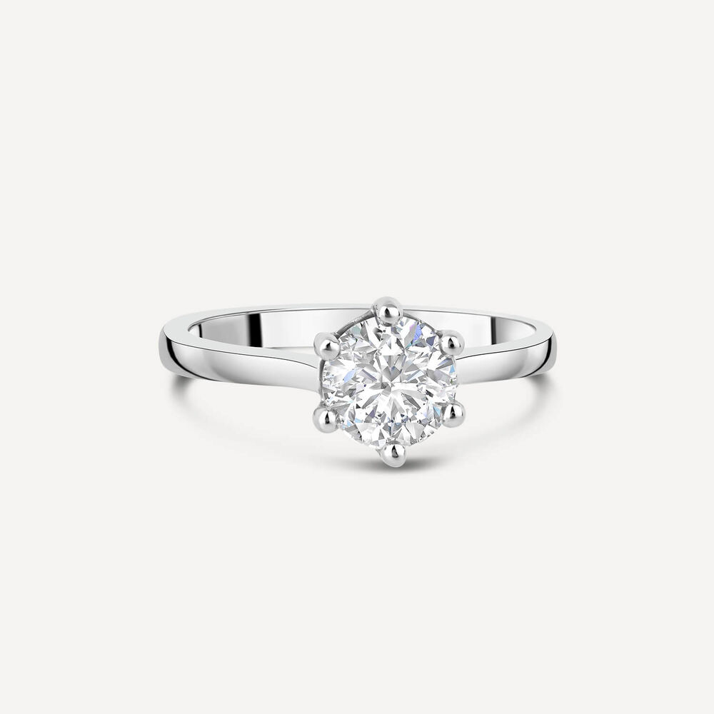 18ct White Gold 1.00ct Diamond Six Claw Ring image number 2
