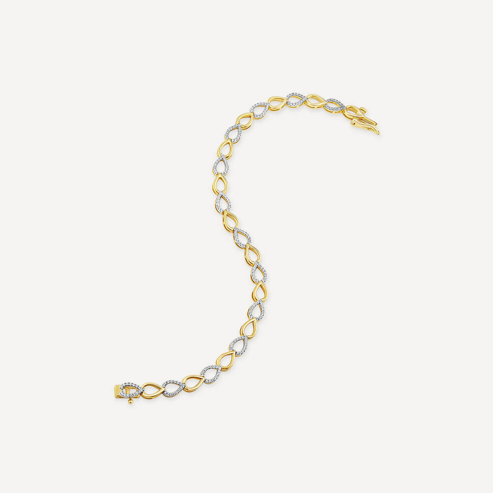 9ct Yellow Gold 0.58ct Diamond & Polished Teardrop Bracelet image number 4