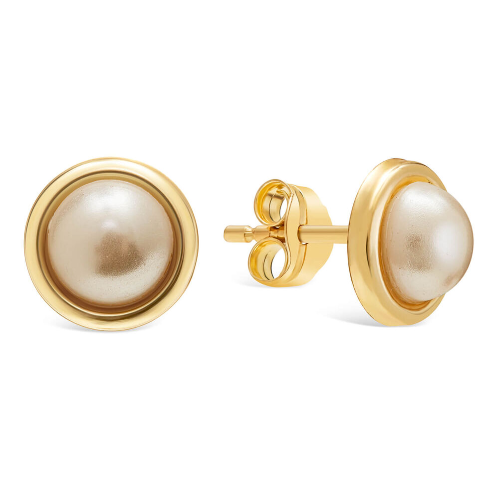 9ct Gold Pearl Stud Earrings image number 1