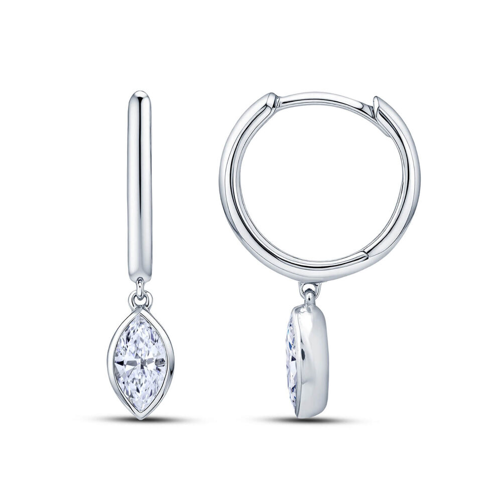 Born Contour 9ct White Gold 0.30ct Marquise Lab Grown Diamond Bezel Set Drop Earrings