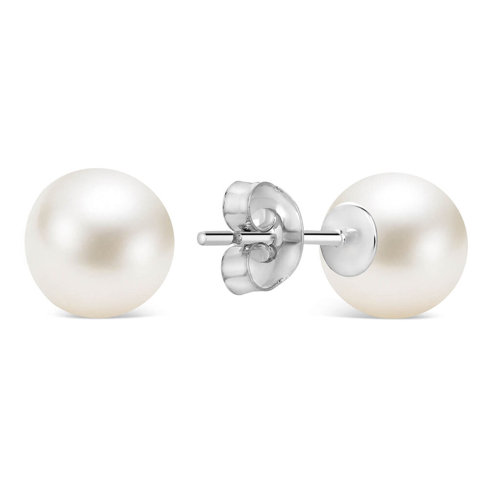 Sterling Silver Freshwater 8-8.5mm Pearl Stud Earrings