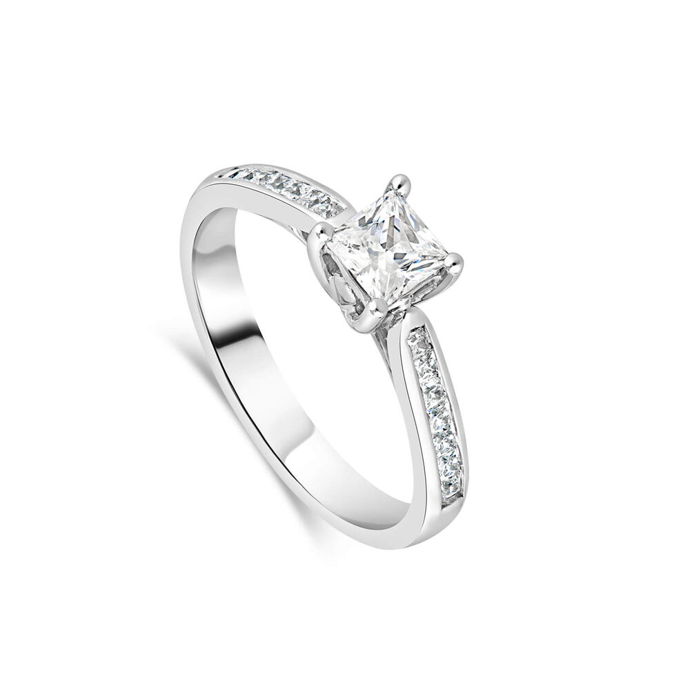 18ct White Gold 0.75ct Princess Diamond Tulip Setting Ring image number 0