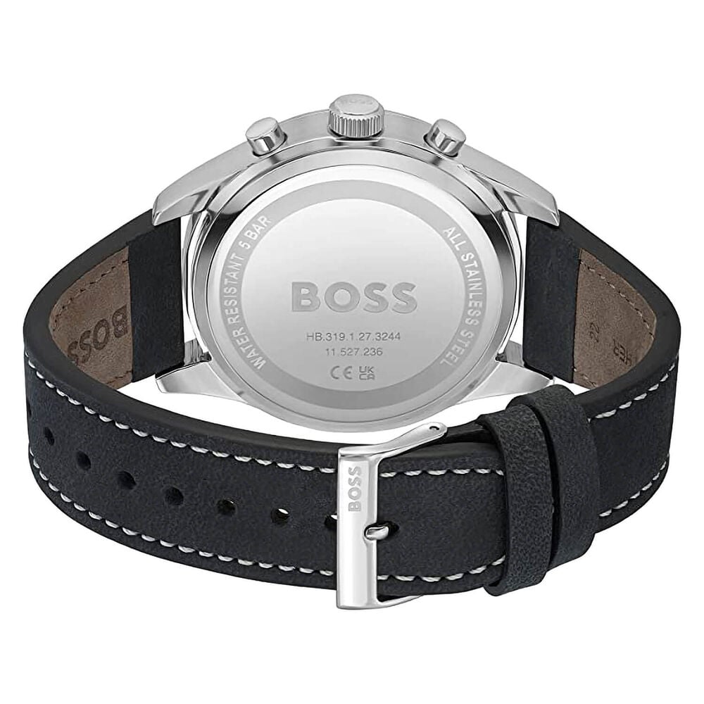 BOSS View 44mm Black Dial Black Leather Strap Watch image number 2