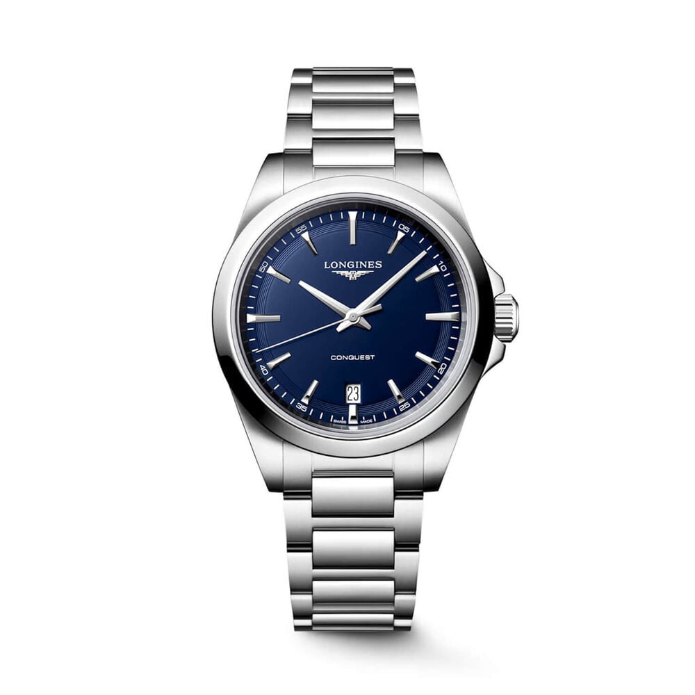 Longines Conquest 38mm Blue Sandblasted Dial Stainless Steel Bracelet Watch