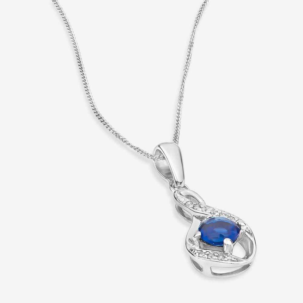 Sterling Silver and Cubic Zirconia September Birthstone Pendant (Chain Included) image number 2