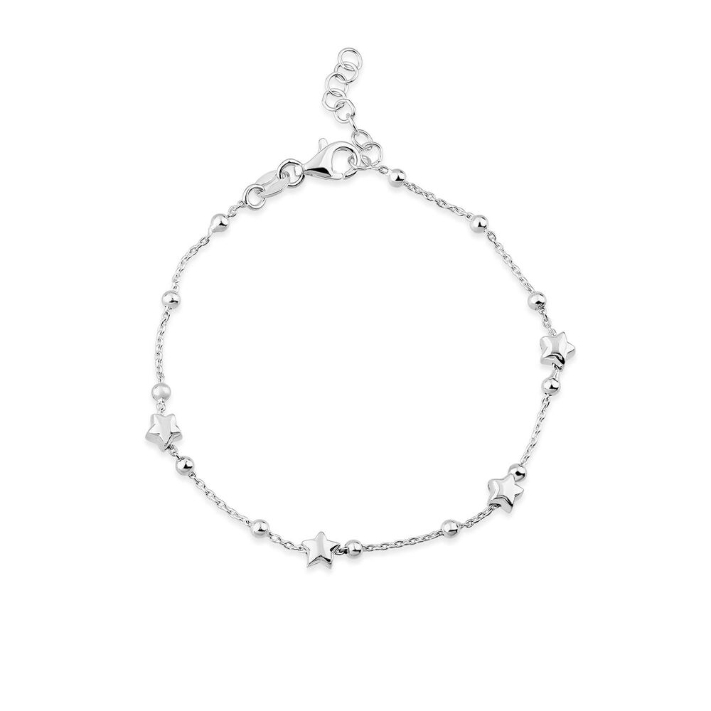 Sterling Silver Stars & Balls Charm Bracelet image number 0