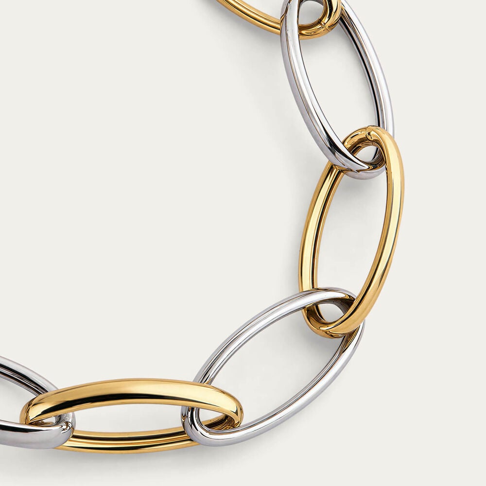 Sterling Silver Two Tone Open Oval Link Bracelet