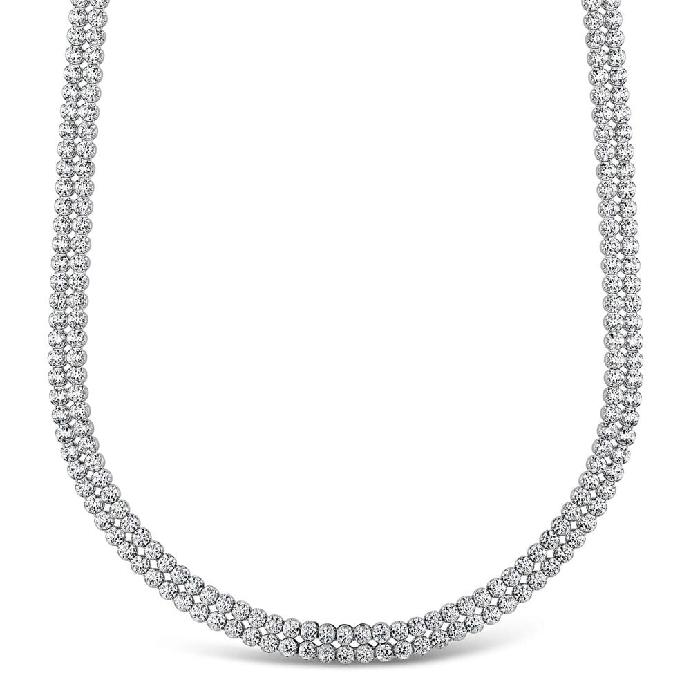 Ladies Sterling Silver Double Row Crystal necklace image number 0