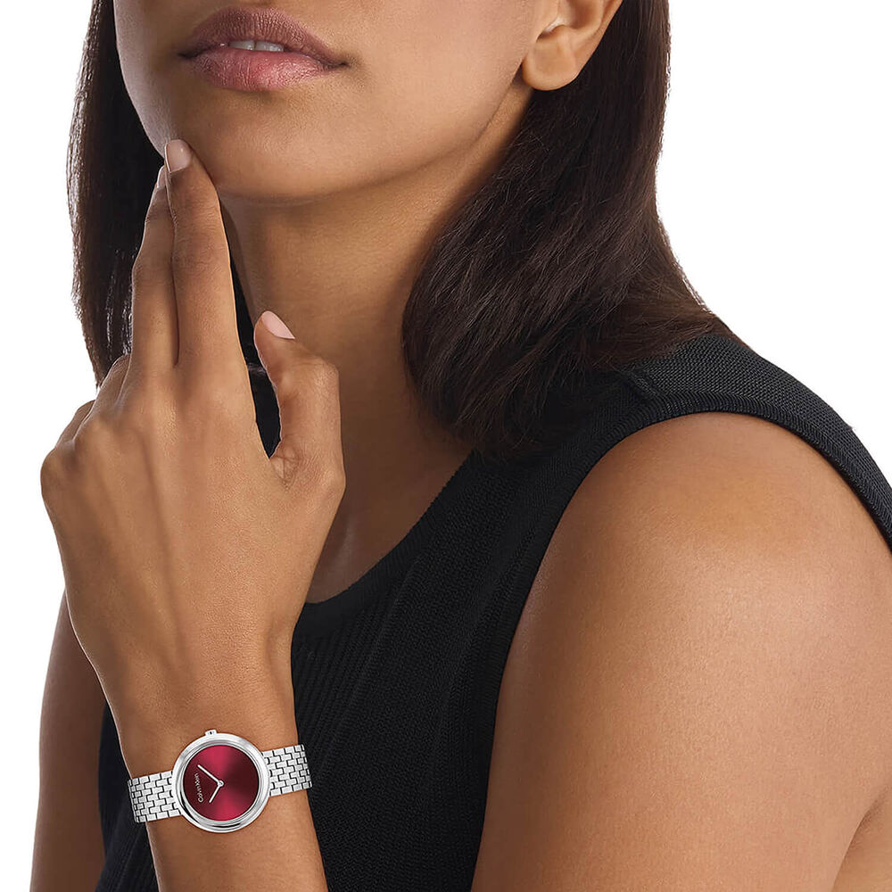 Calvin Klein 34mm Raspberry Dial Stainless Steel Bracelet Watch image number 3