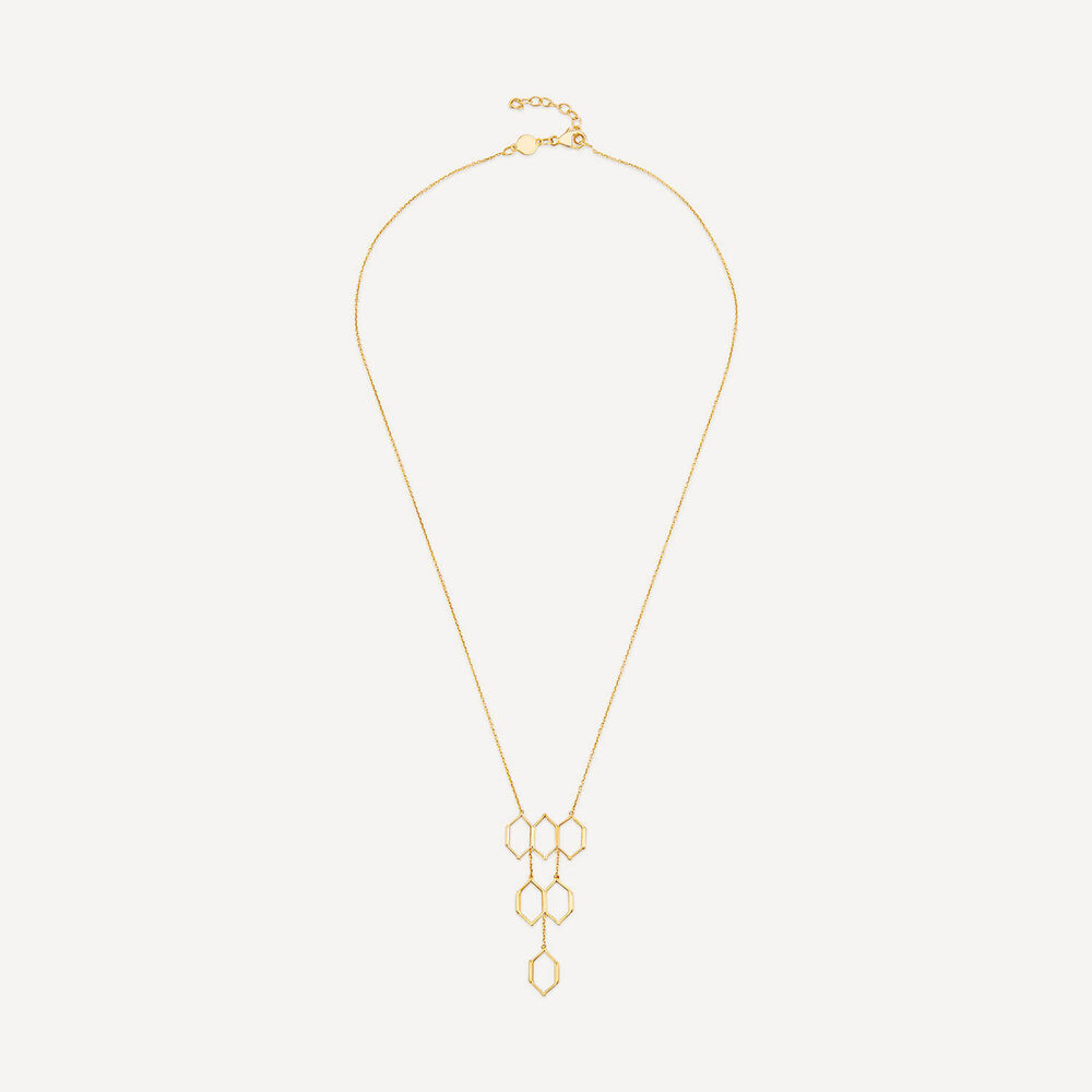 9ct Yellow Gold Diamond Shaped Links Necklet image number 2